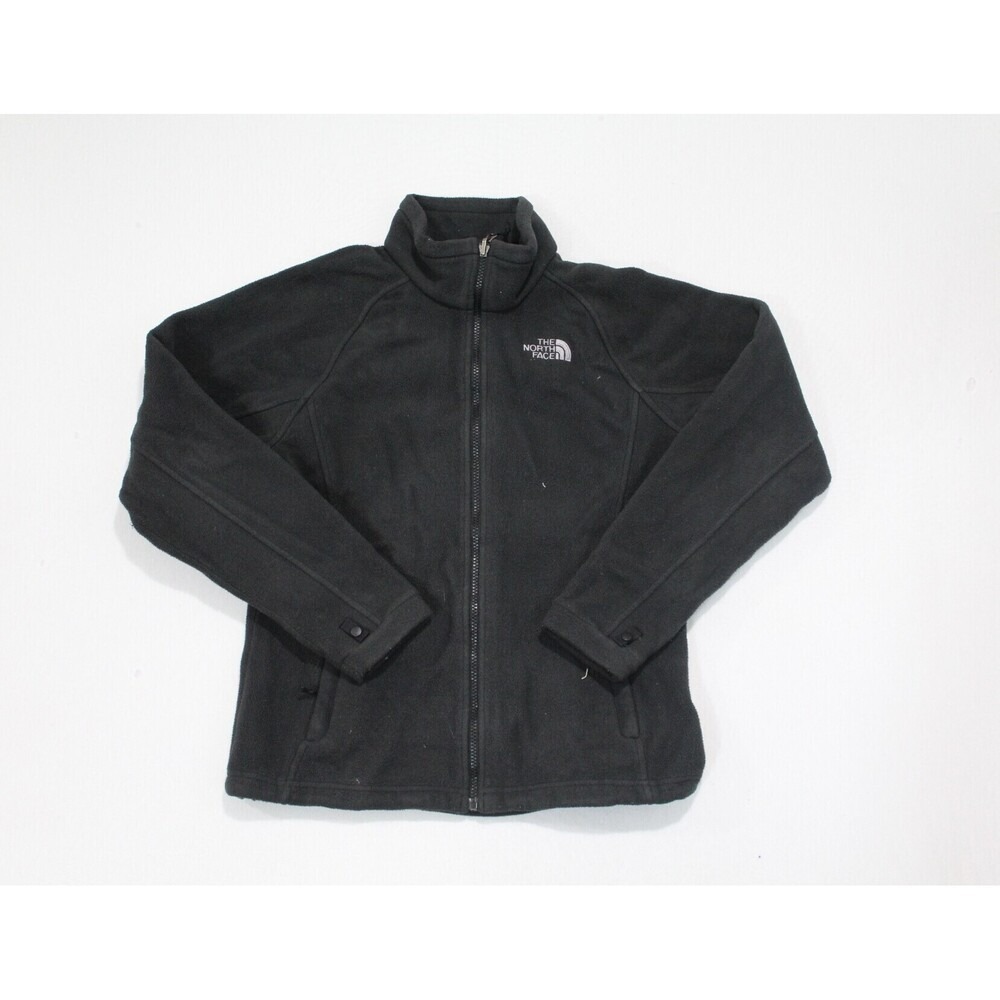 The North Face Full Zip Sweater Women M Black Excellent Fleece Mock Neck Raglan